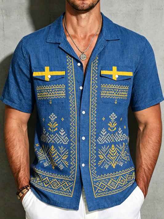 Men's shirt with midsummer floral pattern
