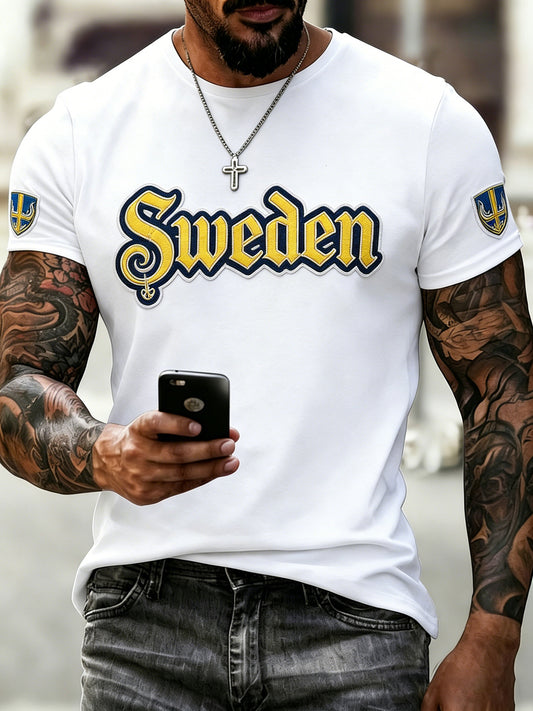 Herrtröja med minnesmärke för midsommarfesten och svensk kortbyxa, konsttryck