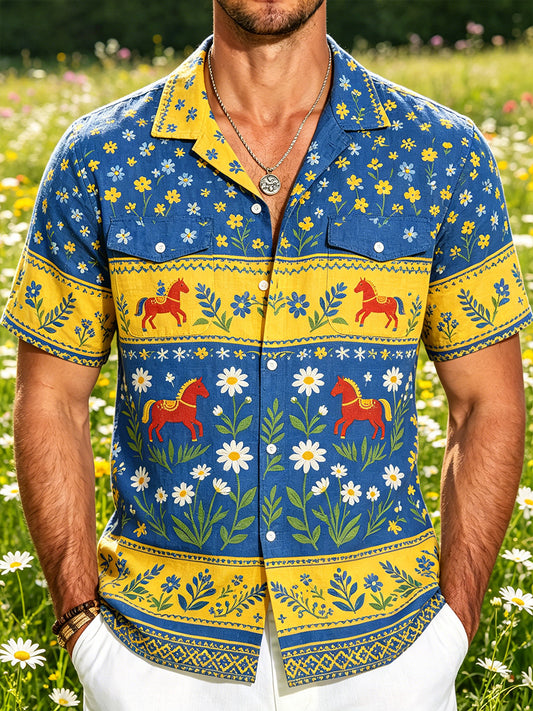 Men's shirt with midsummer floral pattern