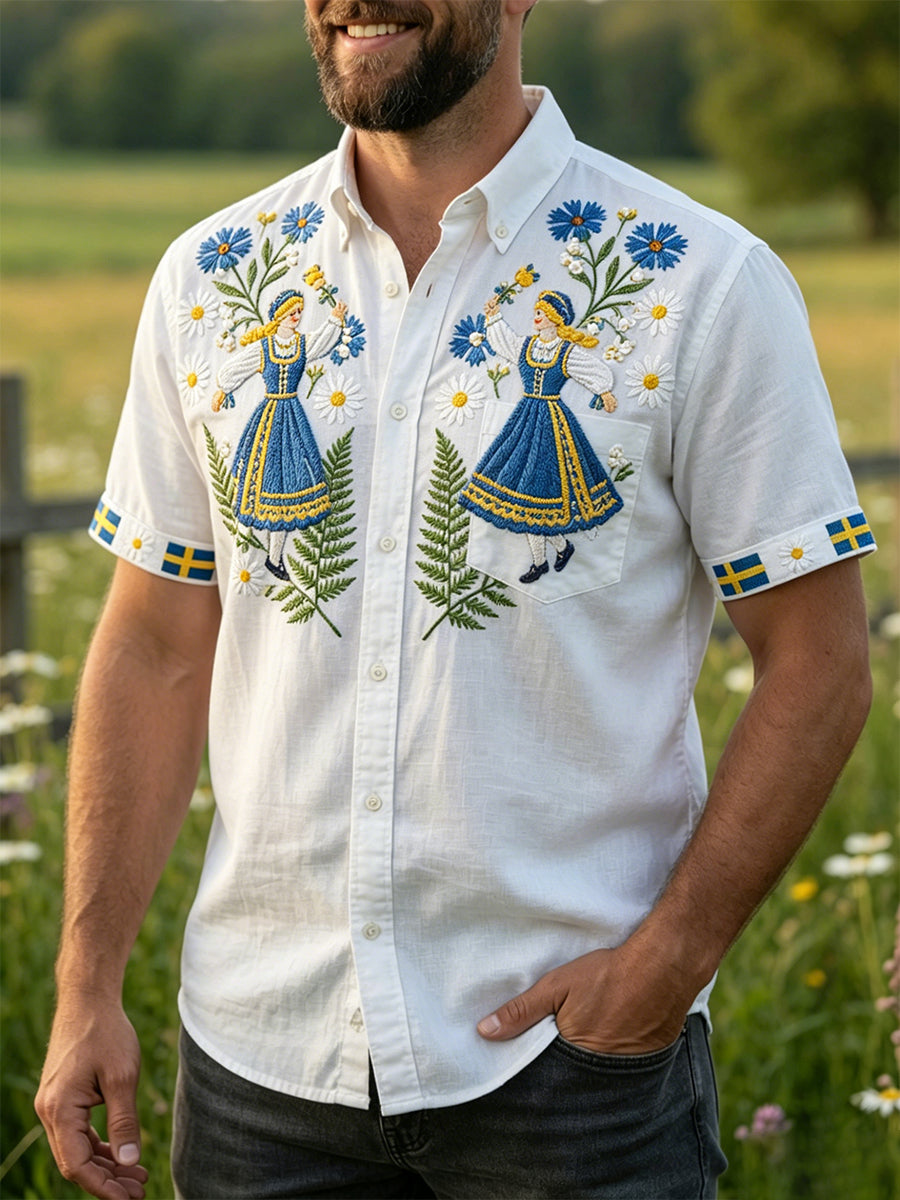 Retro midsommarfest konsttryck avslappnad tröja