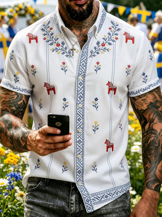 Retro Midsummer festival art print relaxed sweatshirt