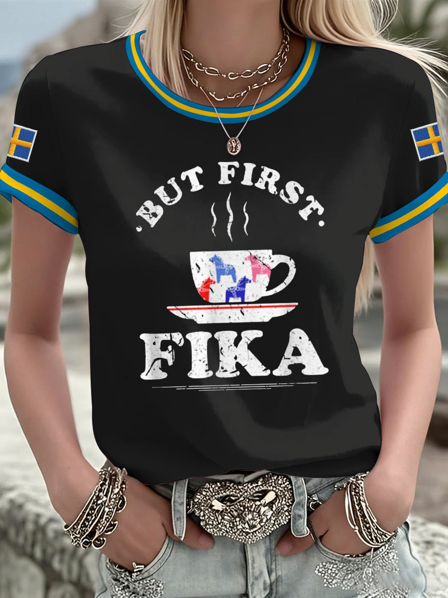 Ladies' Swedish print t-shirt