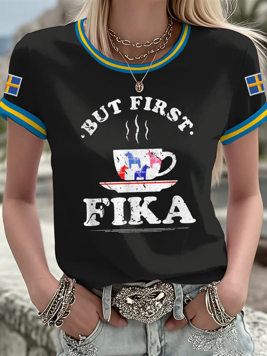 Ladies' Swedish print t-shirt