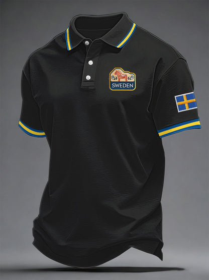 Herrkläder svensk tryckt avslappnad topp