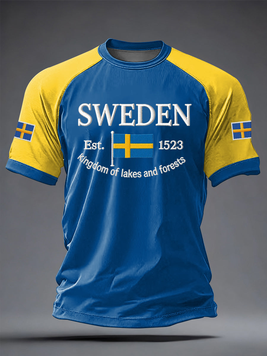 Herrkläder svensktryckt ledig t-shirt med korta ärmarna