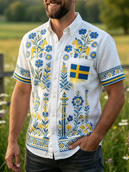 Retro Midsummer festival art print relaxed sweatshirt