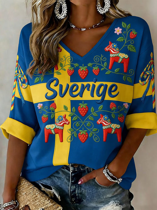 Retro Midsummer Party Art Print Relaxed Top