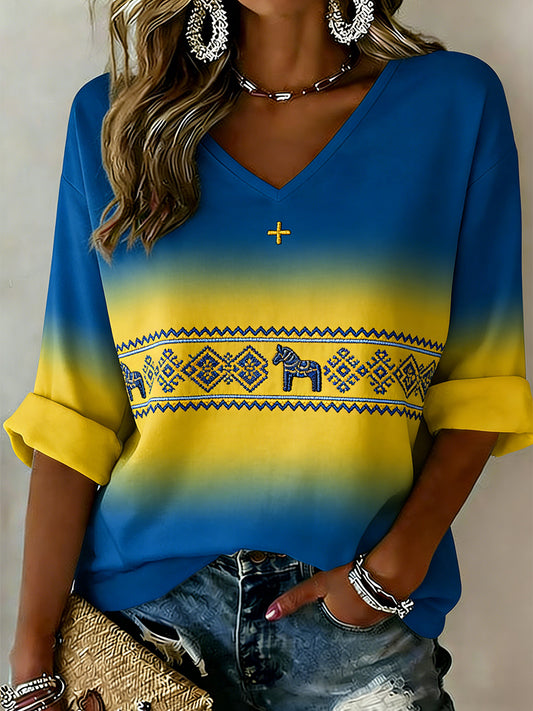 Retro Midsummer Party Art Print Relaxed Top