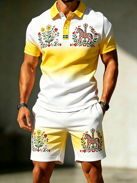 Men's set with art print and polo in connection with the Swedish Midsummer celebration