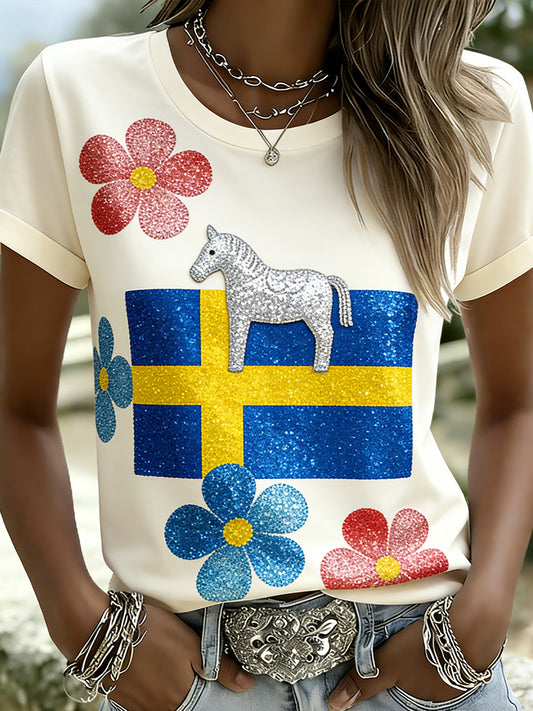 Retro Midsummer Festival Art Print Relaxed T-Shirt