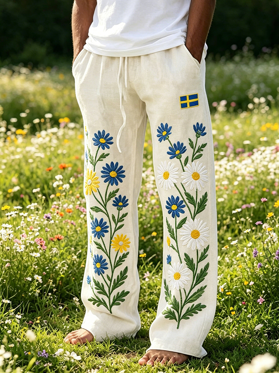 Herrkläder Midsommar Blommig tryck Casual Byxor