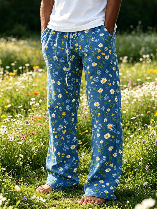 Men's Clothing Midsummer Floral Print Casual Pants