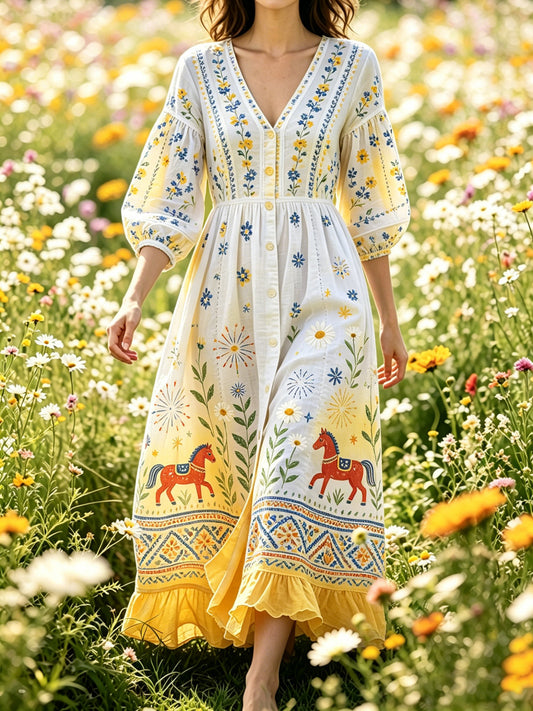 Damer Svensk nationaldag minneskonsttryck klänning