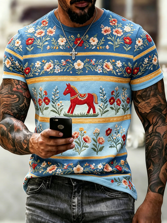 Men's jumper with art print in the colours of the Swedish flag
