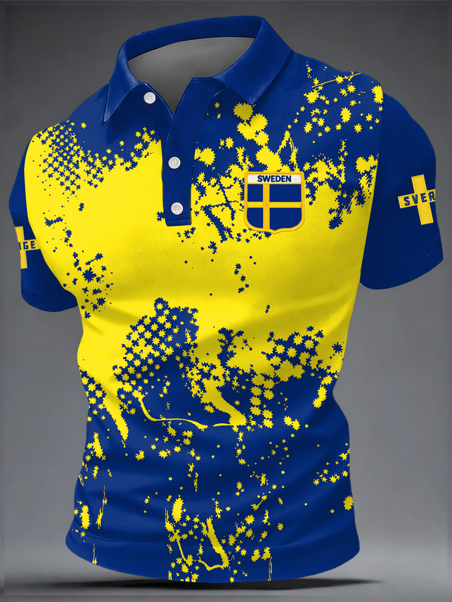 Herrtröja med svensk fotbollsprint, ledig stil