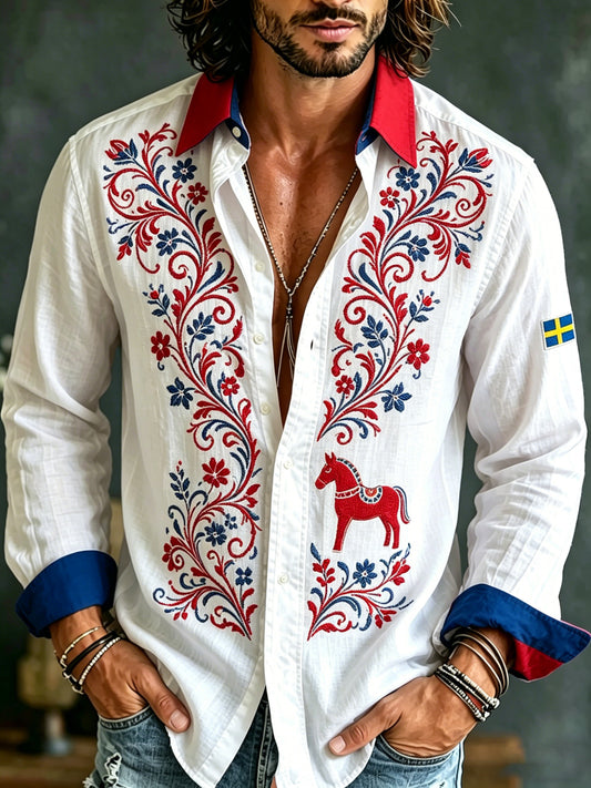 Men's long-sleeved art print sweatshirt commemorating Sweden's National Day