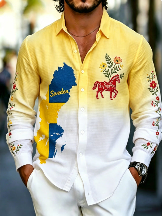 Men's long-sleeved art print sweatshirt commemorating Sweden's National Day