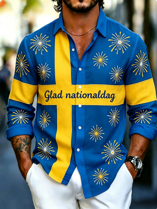 Men's long-sleeved art print sweatshirt commemorating Sweden's National Day