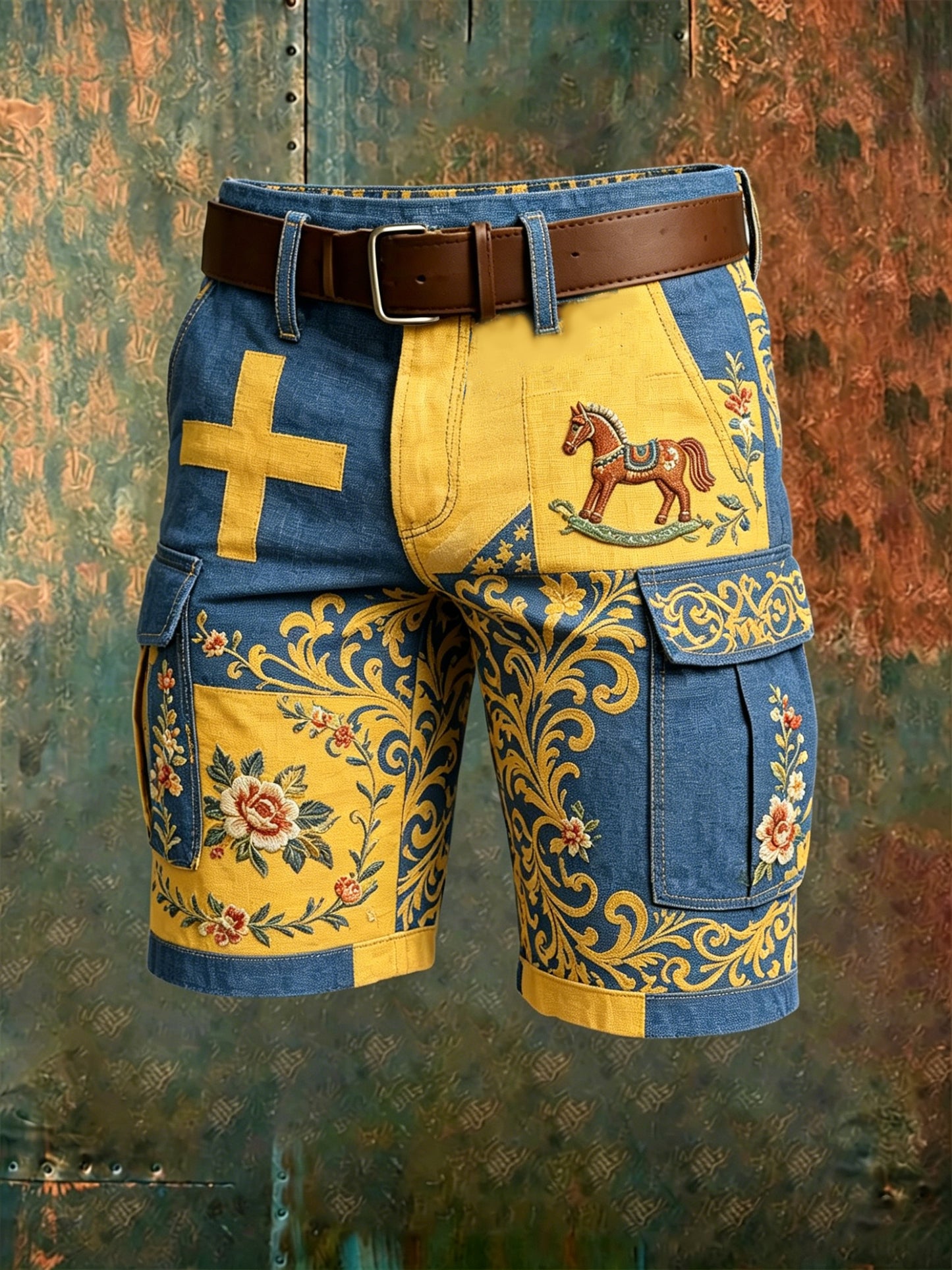 Men's shorts with art print commemorating Sweden's National Day