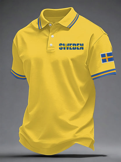 Herrsvensk tryckt casual topp