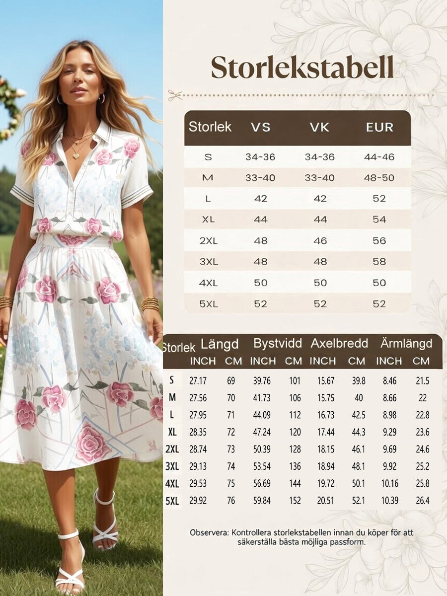 Women's Swedish Floral Printed Casual Short Sleeve Shirt