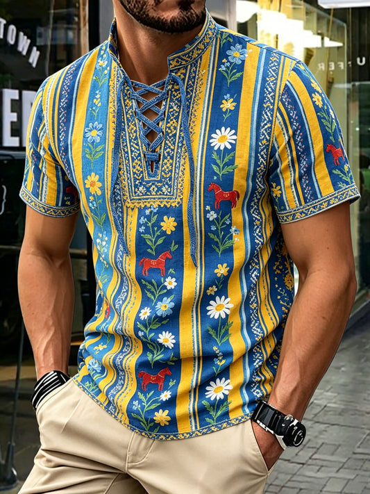 Men's art print short sleeve t-shirt - Swedish Midsummer