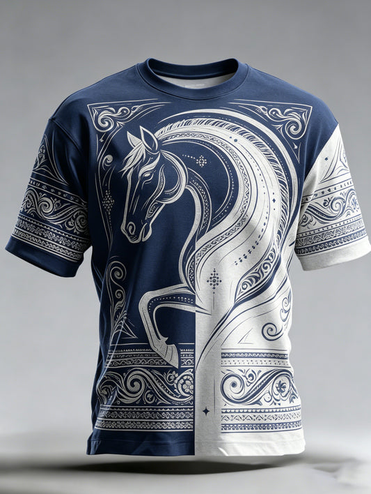 Men's short-sleeved art print with Swedish flag color scheme