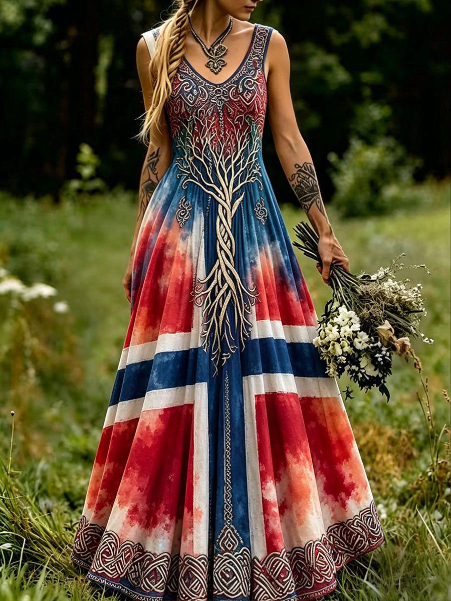 Women's skirt in Nordic Scandinavian Viking style with printed art