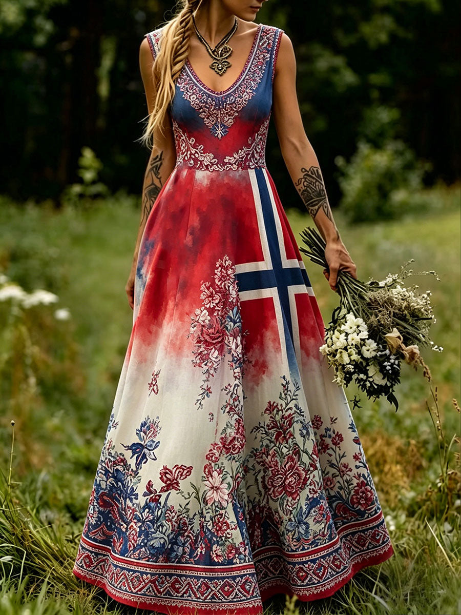 Women's Nordic Scandinavian Style Floral Art Print Shirt