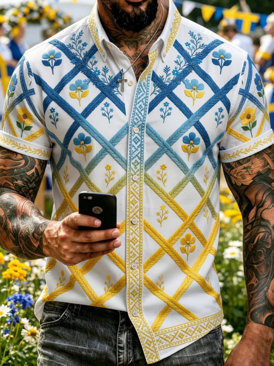 Retro Swedish Midsummer Art Print Relaxed Sweatshirt