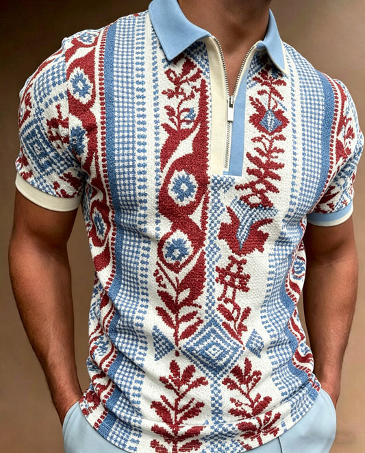 Men's Swedish Midsummer Festival Memory Art Print Short Sleeve Polo