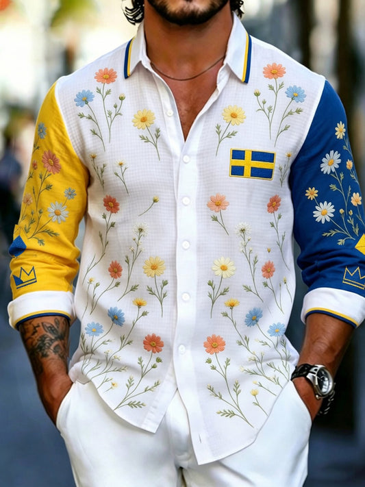Retro Swedish Midsummer Art Print Relaxed Sweatshirt