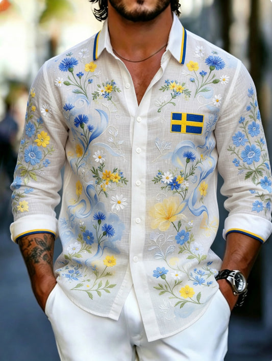 Men's Swedish Midsummer Party Art Print Long Sleeve T-Shirt