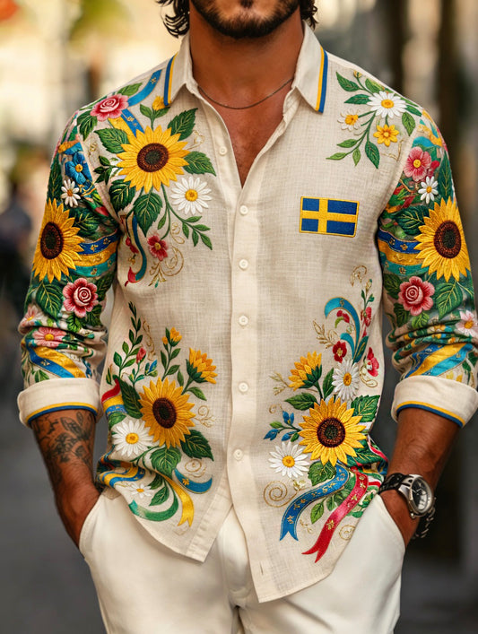 Men's Swedish Midsummer Party Art Print Long Sleeve T-Shirt