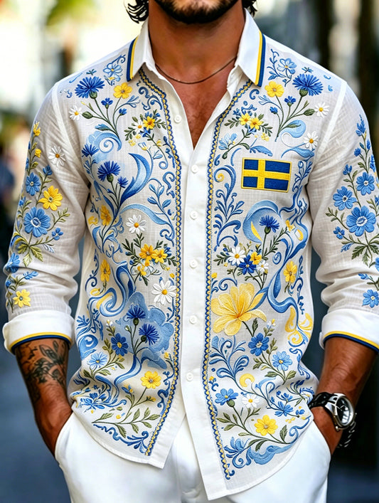 Men's Swedish Midsummer Party Art Print Long Sleeve T-Shirt