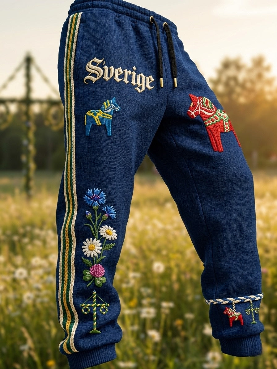 Men's Retro Swedish Midsummer Folk Floral Leisure Shirt
