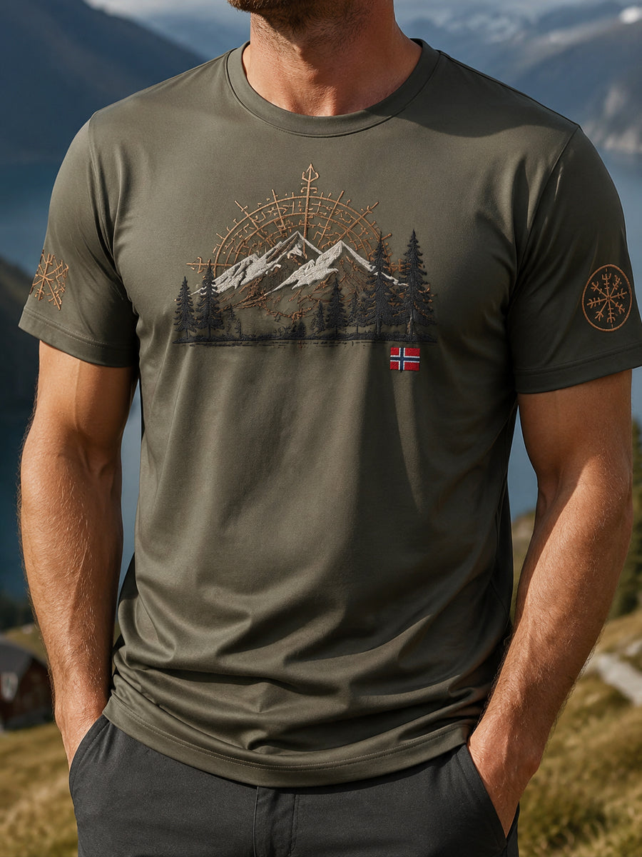 Herrer Retro Utendørs Fjellandskap Fritids-T-skjorte