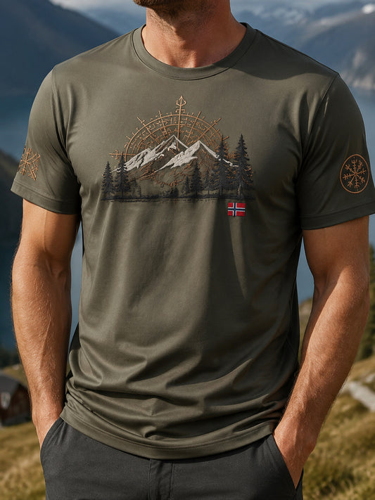 Men's Retro Outdoor Mountain Landscape Casual T-Shirt