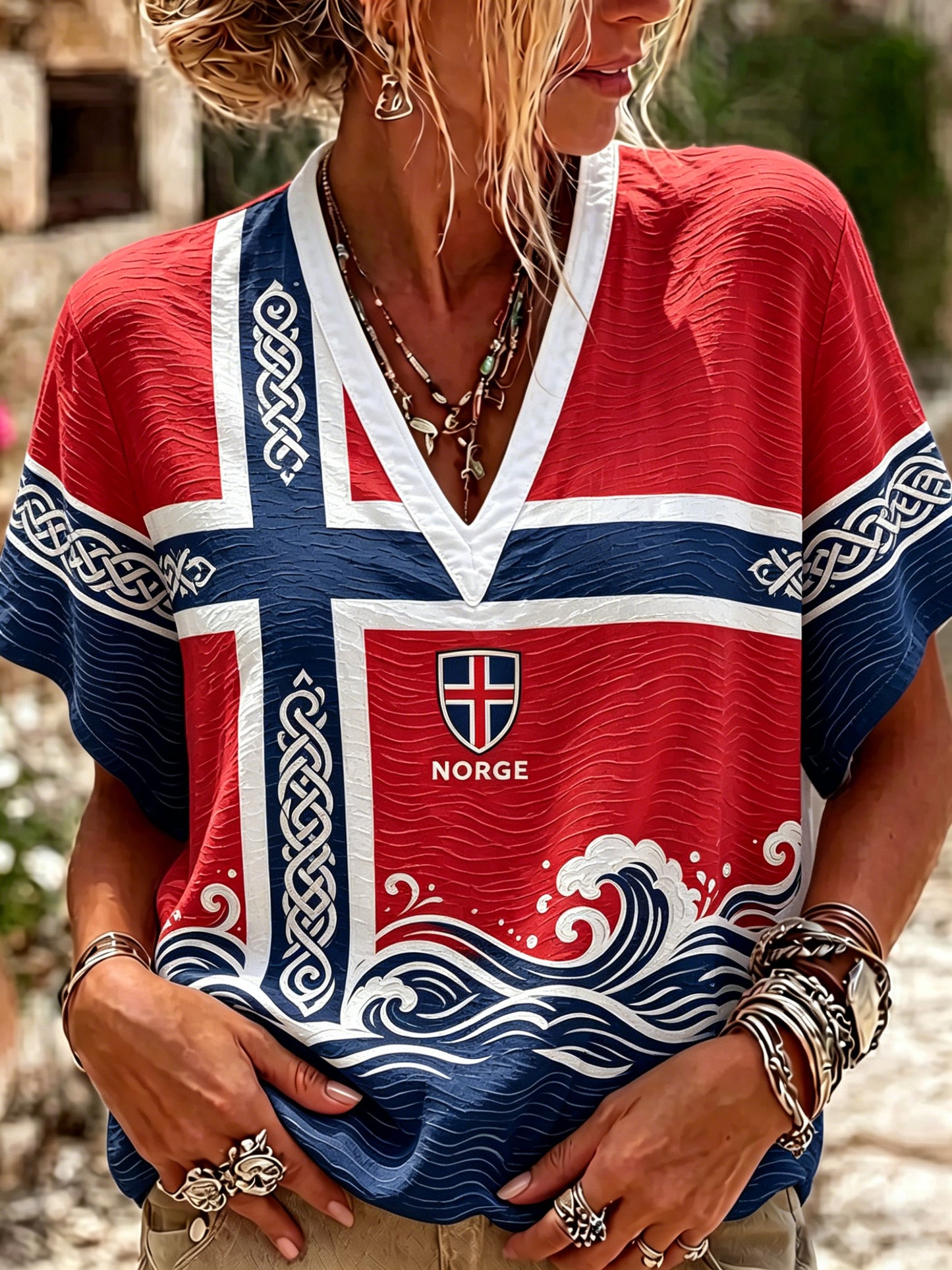 Women's Norway football match cheer art print top