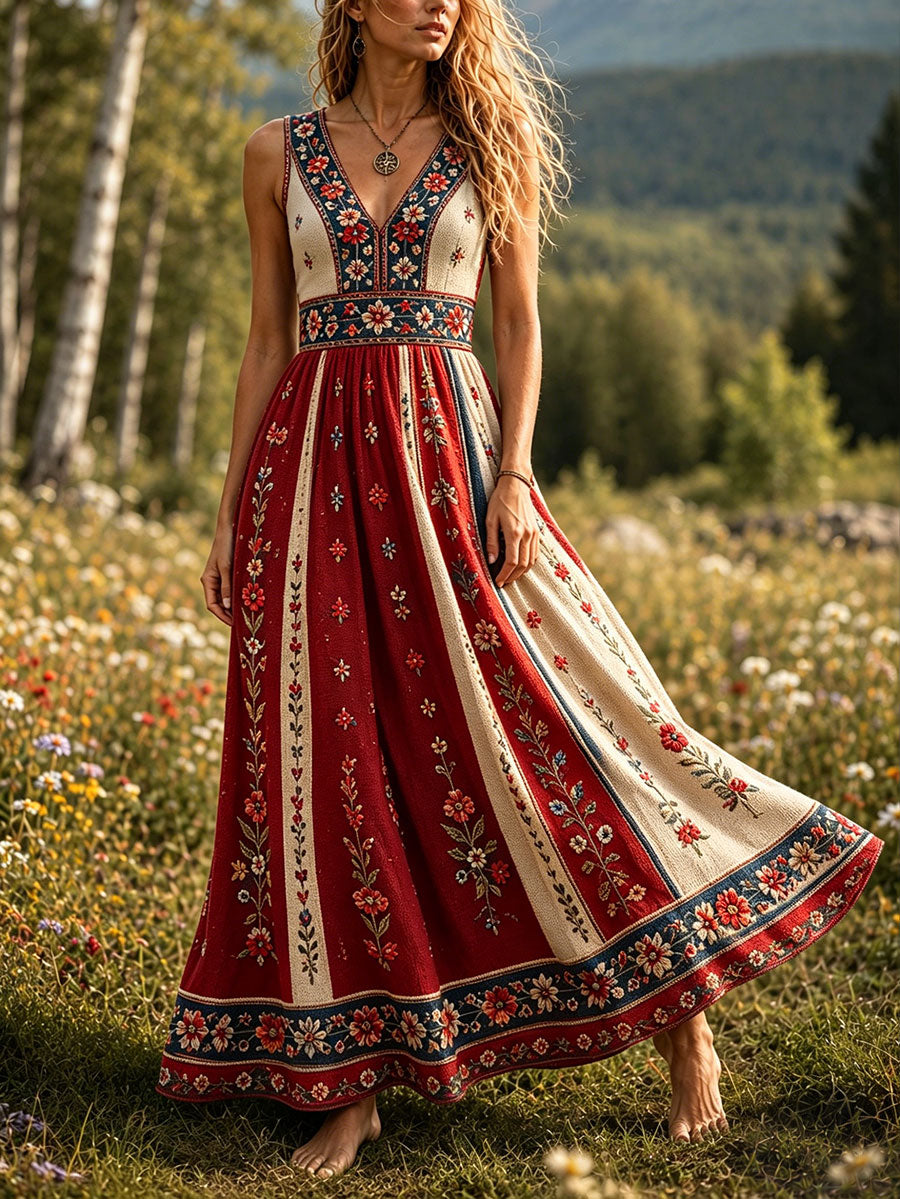 Women's Scandinavian style dress with Nordic art print