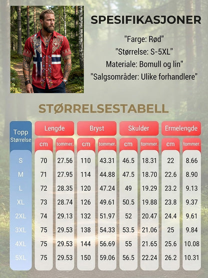 Herr retro asymmetrisk blomstermønstret fritidsskjorte med korte ermer