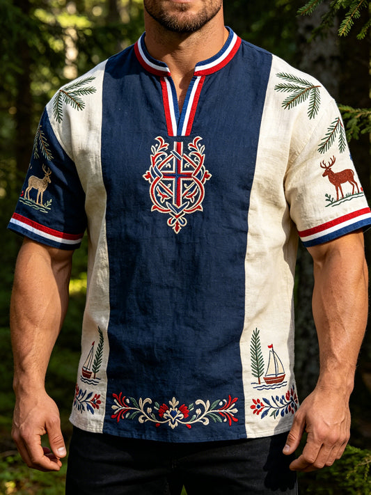 Men's Retro Viking Totem Patchwork Casual Sweatshirt