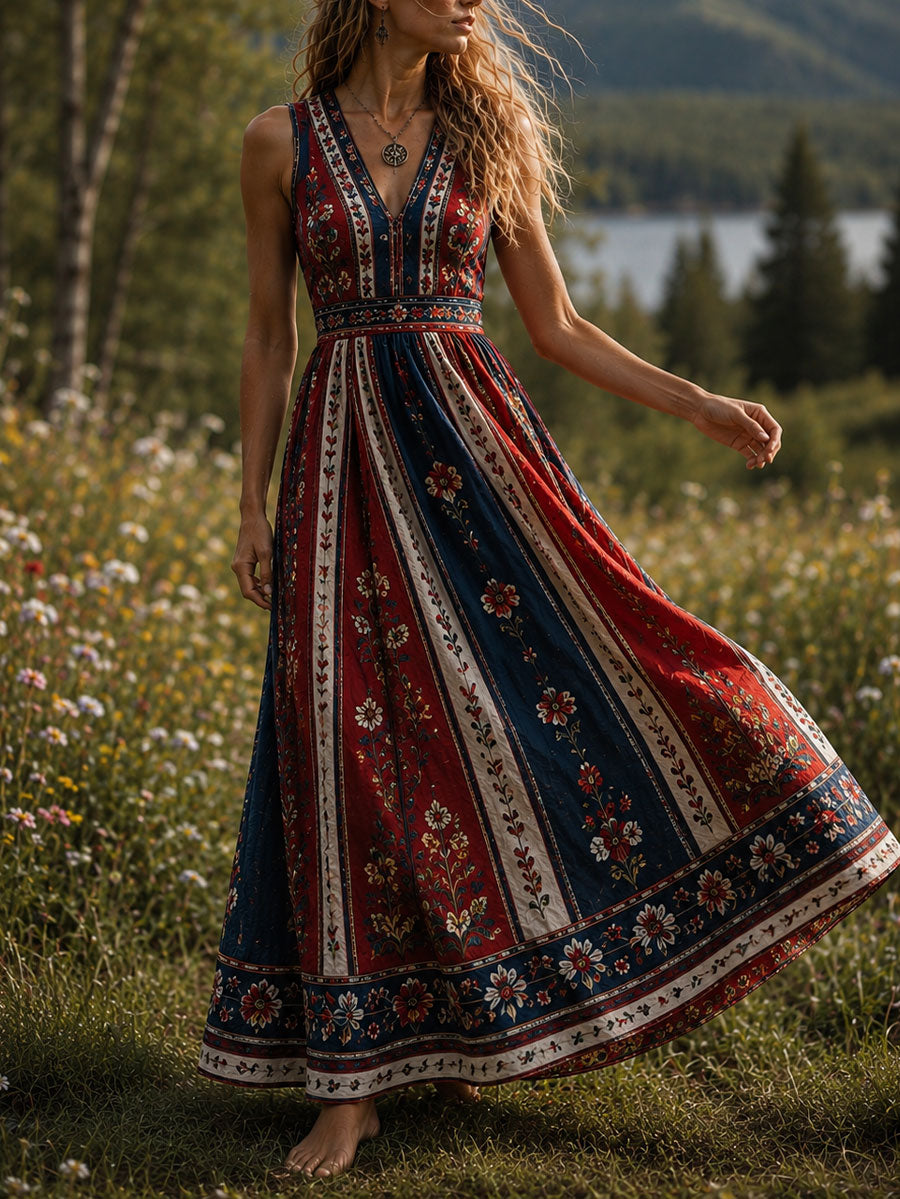 Women's Scandinavian style dress with Nordic art print