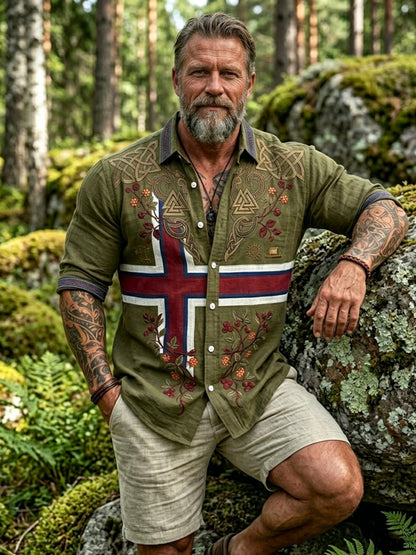 Men's Retro Norwegian Totem Long-Sleeved Casual Shirt
