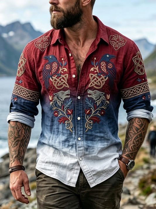 Men's Vintage Washed Casual Long Sleeve Shirt