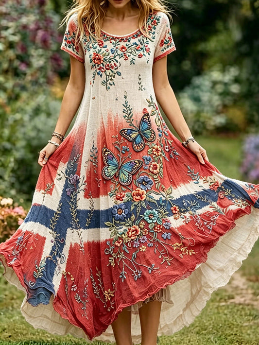 Women's Scandinavian style dress with Nordic art print