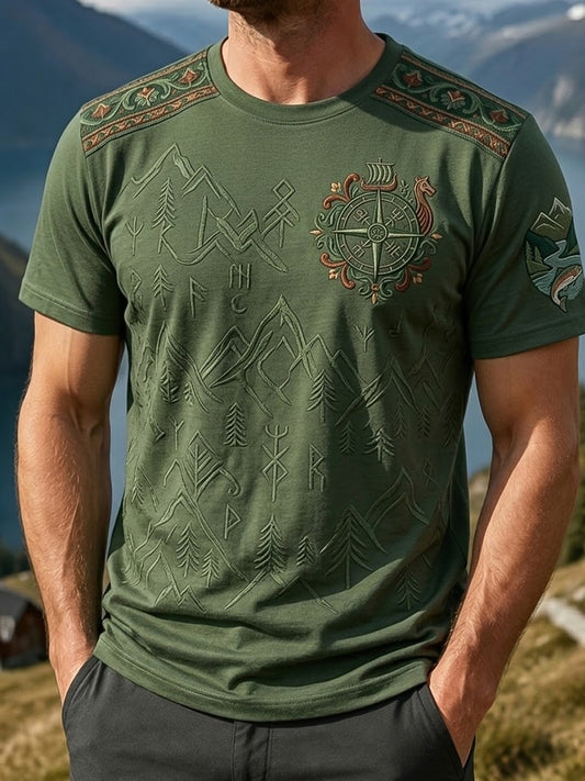 Men's Retro Mountain Landscape Outdoor Leisure Shirt