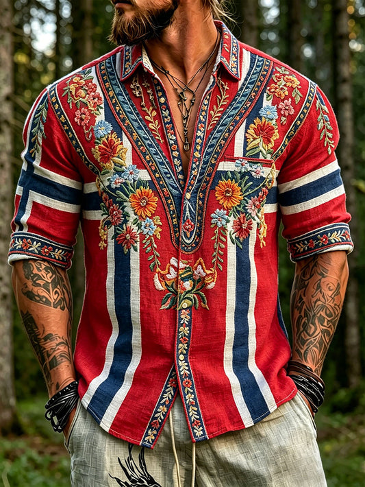 Men's Scandinavian Style Nordic Art Print Shirt