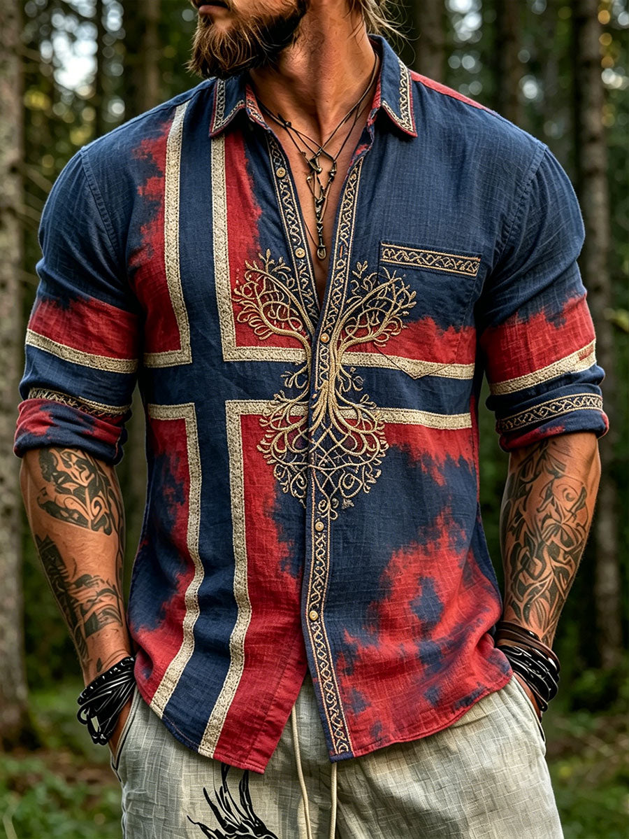 Men's Scandinavian Style Nordic Art Print Shirt
