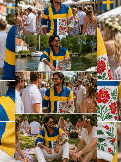 Men's long-sleeved art print sweatshirt commemorating Sweden's National Day